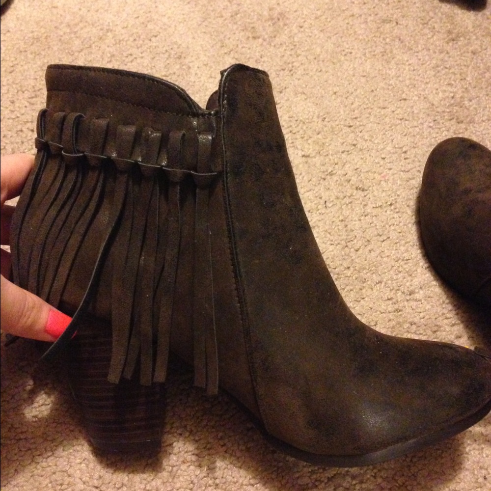 Brand new brown fringe booties