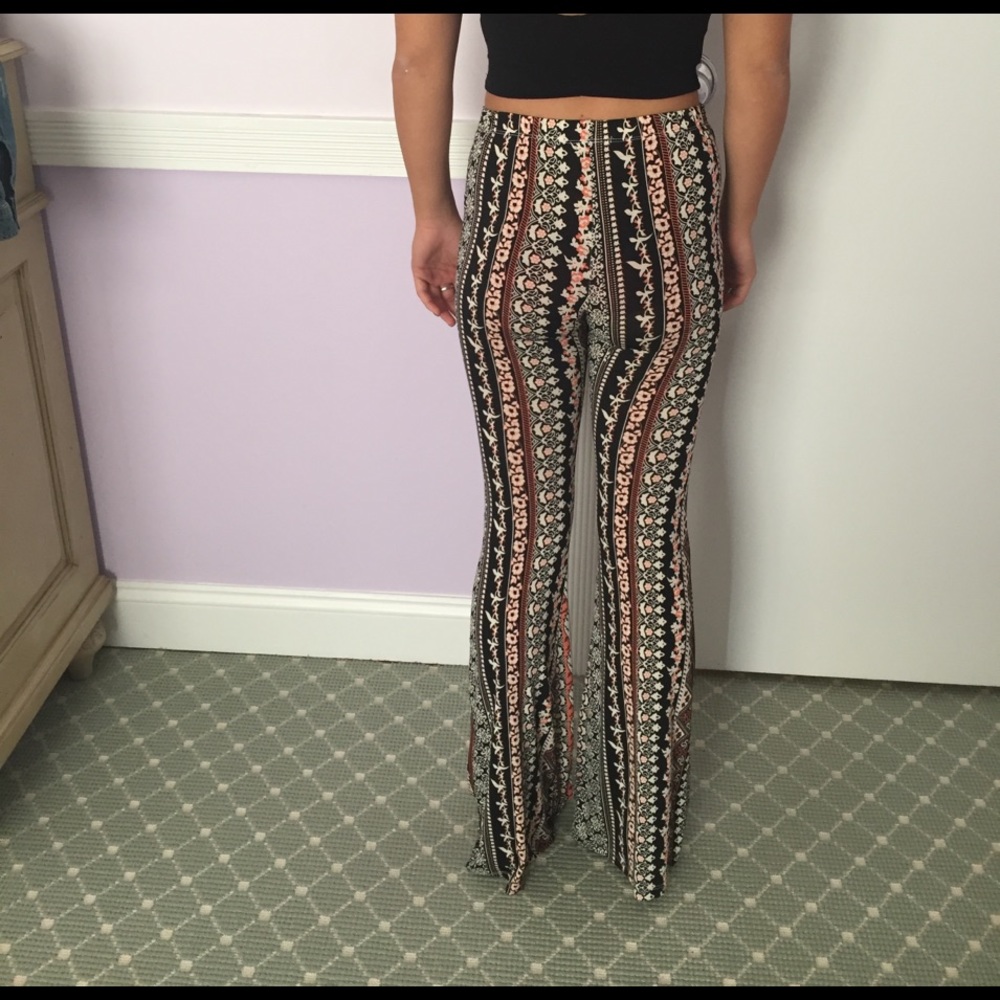 Spandex floral wide leg pants - Picture 2 of 2