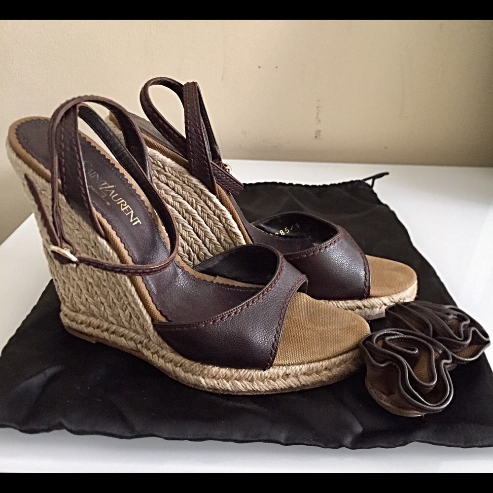Yves Saint Laurent Wedge Espadrille Sandals