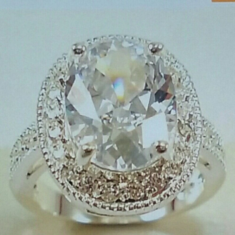 Sterling silver white sapphire and white  topaz