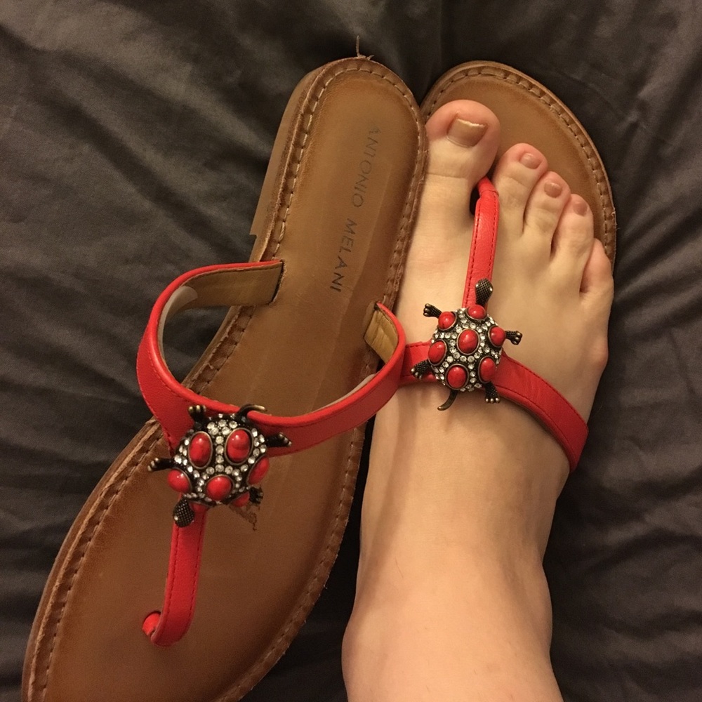 Antonio Melanie orange turtle sandals