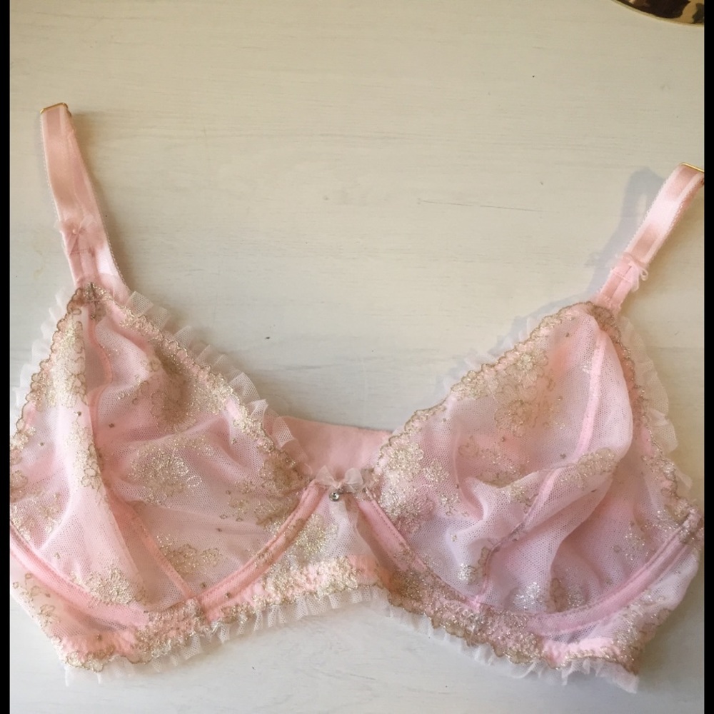 Beautiful VS pink bralette, gold floral pattern