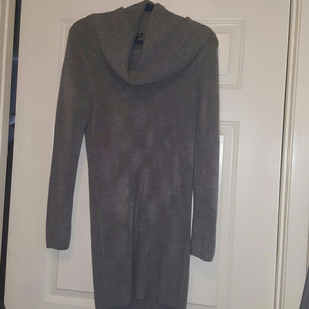 Cowl neck sweater dress