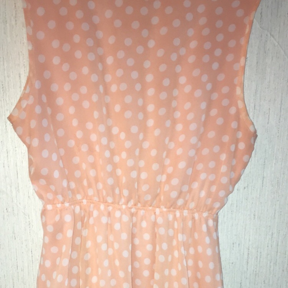 CORAL/LIGHT PINK POLKA DOT DRESS