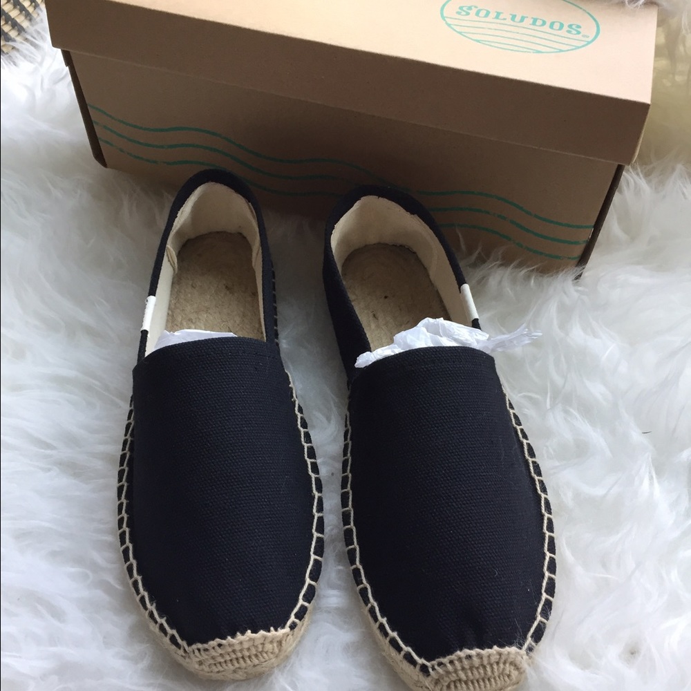 New worn Soludos black espadrilles