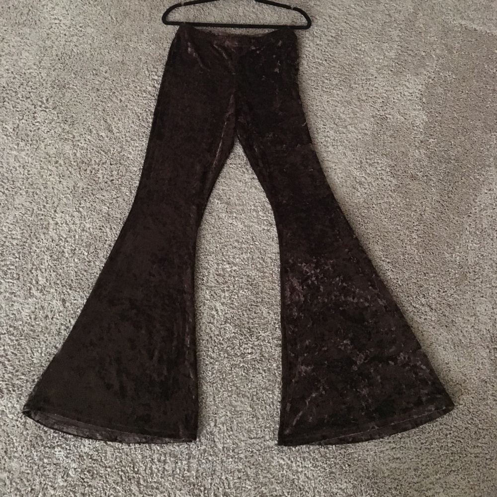 Brown crush velvet bell bottoms NWOT