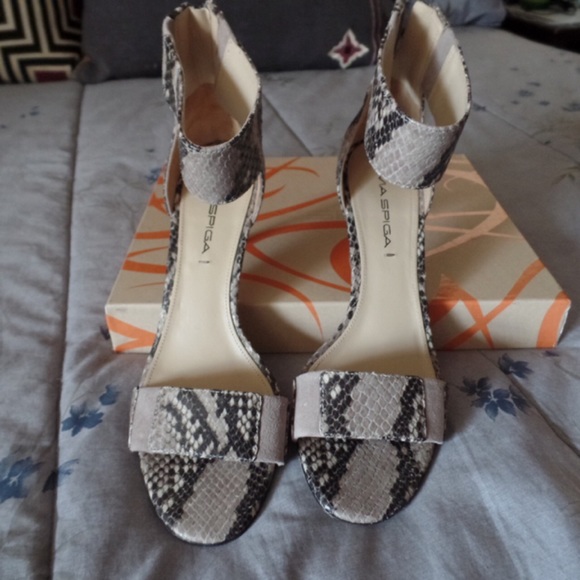Via Spiga Shoes - Via Spiga Snakeskin Ankle Strap Heels