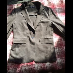 Neutral Olive Grey Green Wool Blazer Jacket