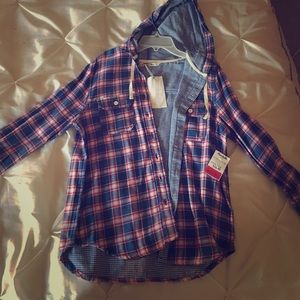 Hooded flannel.