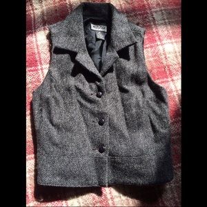 Black White Grey Herringbone Wool Vest Waistcoat