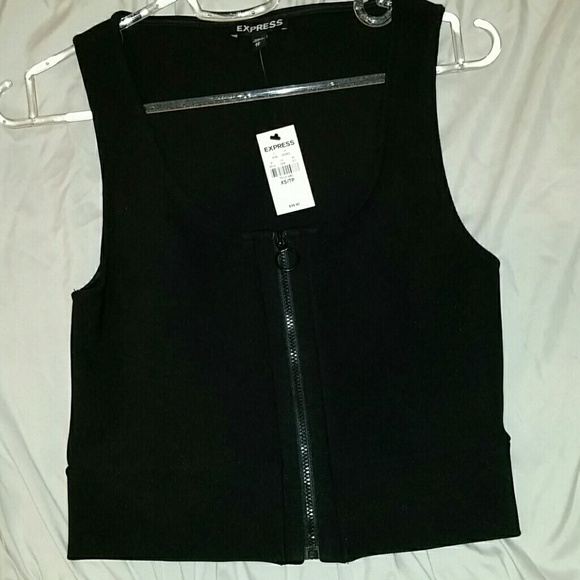 Express black crop top sexy zipper XS - Picture 3 of 4