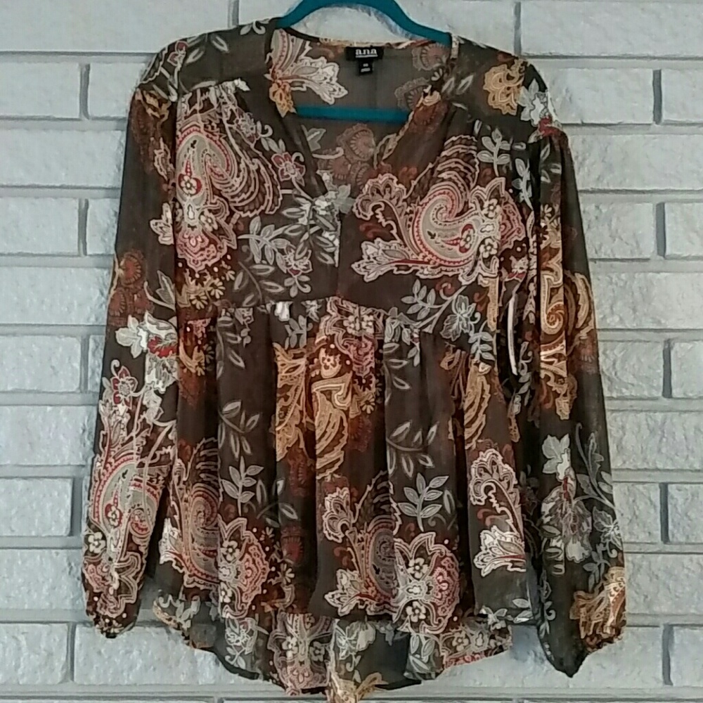 a.n.a. shear Paisley blouse