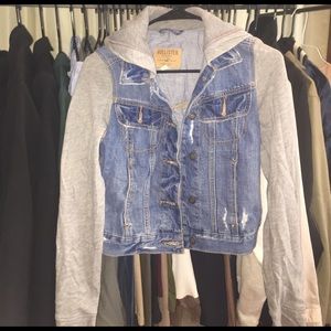 Gray sweatshirt denim Jean jacket HOLLISTER Sz XS