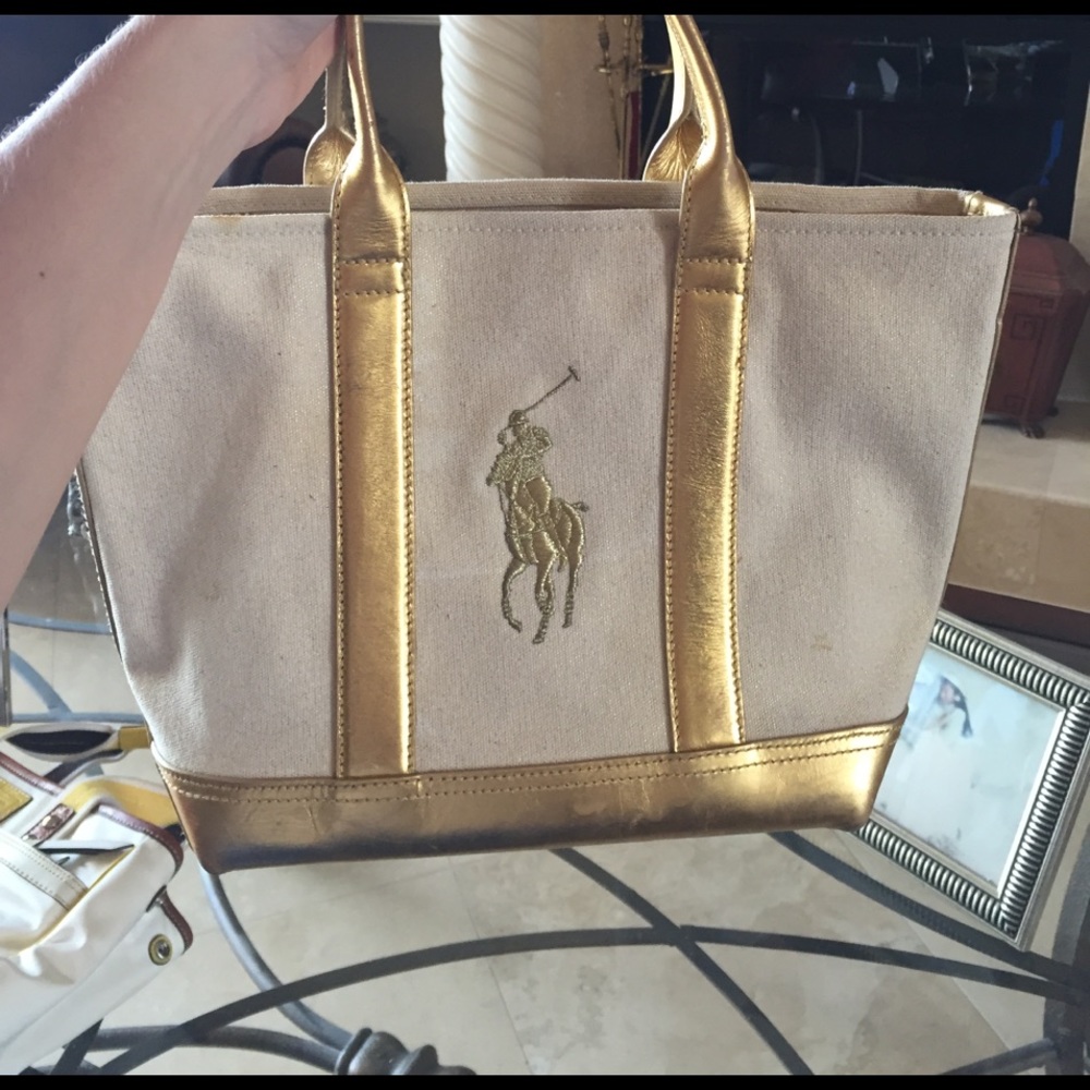 Gold and canvas Polo bag