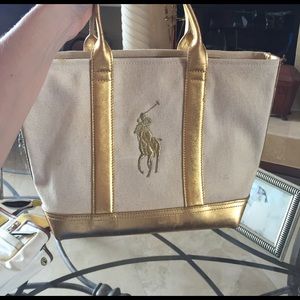 Gold and canvas Polo bag