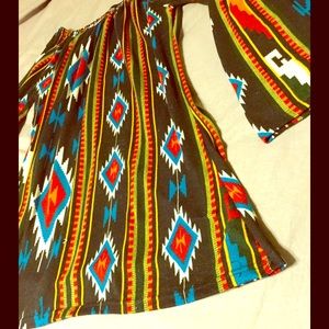 Boutique Western pattern bell sleeved tunic top