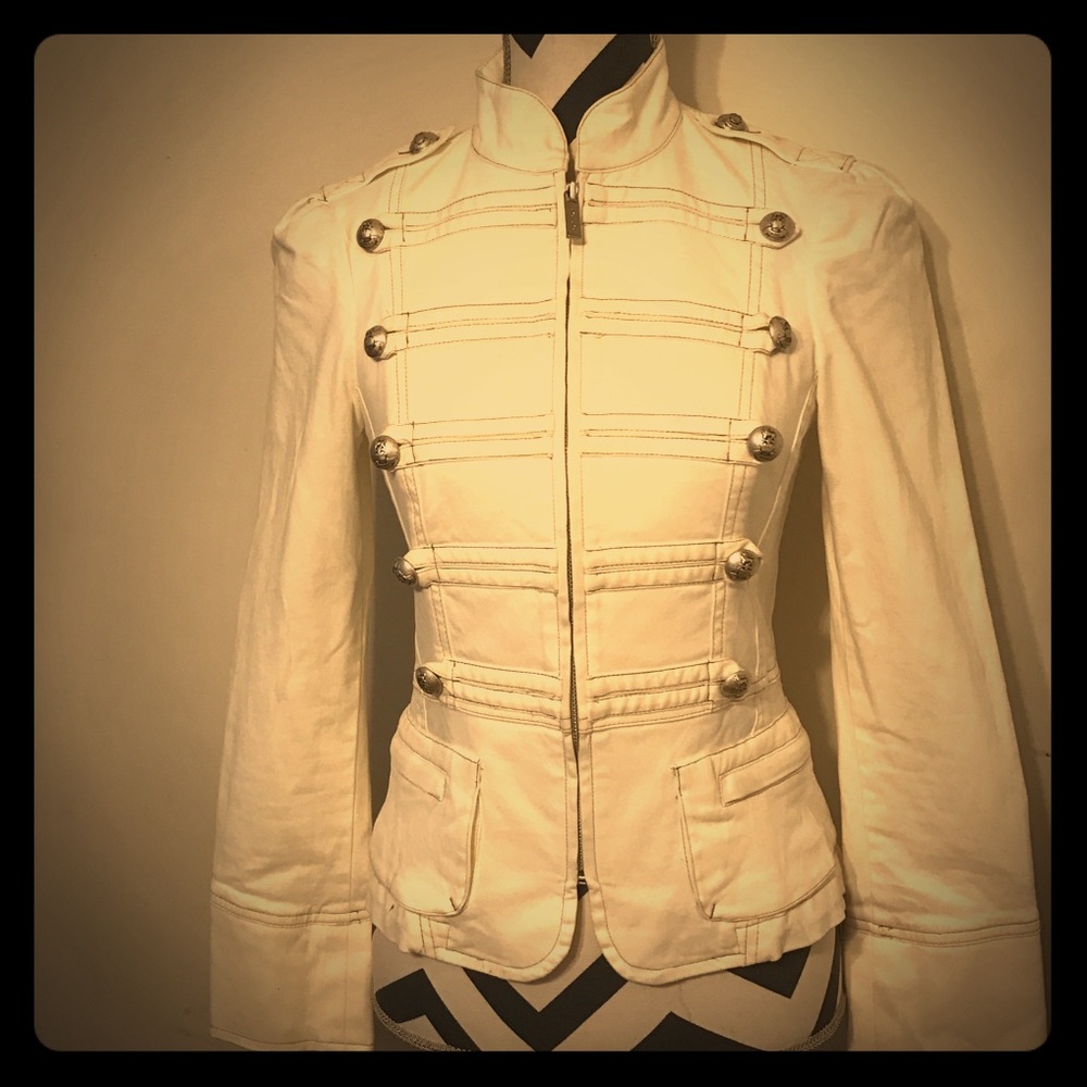 BEBE Military Style Jacket Blazer Ivory MJ