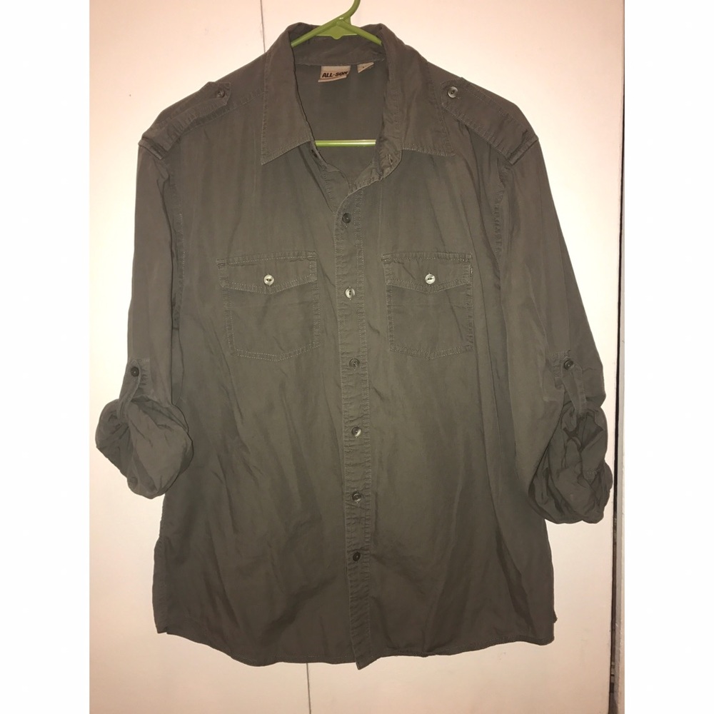 Green Button Down