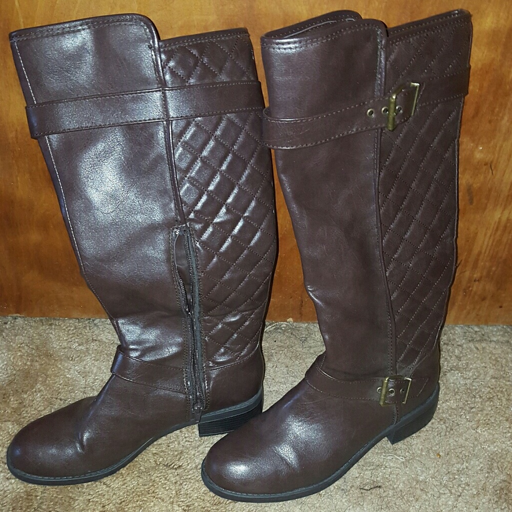 Brown knee high boots