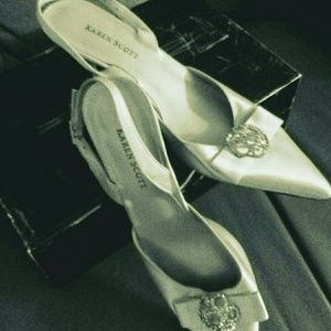 Karen Scott Satin Shoes with Shoe Gem.