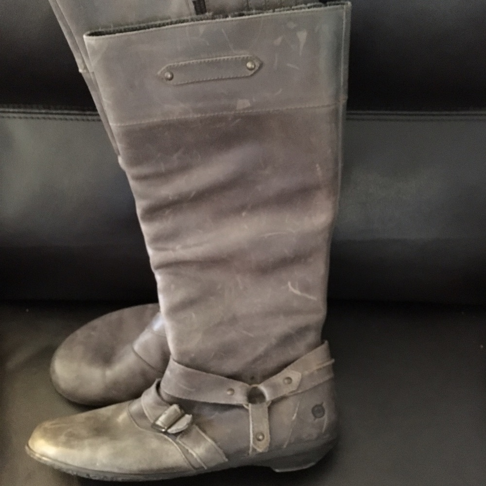 BORN Cecilia Grigio Distressed  Mid Calf Boots