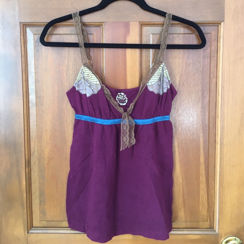 Free People Purple Lace Top