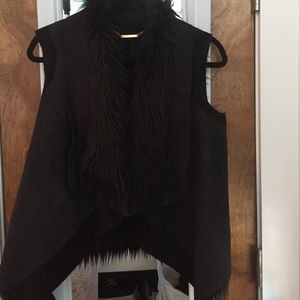 Black Michel Kors Faux Fur Vest