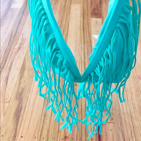 NWT Xhilaration Aqua Fringe Bikini XL top M bottom - Picture 2 of 2