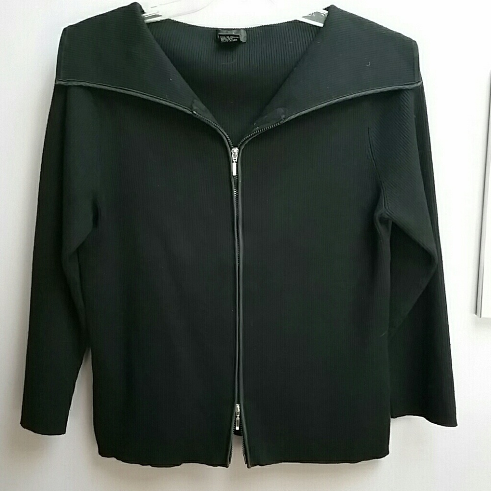 Black portrait neck silk sweater