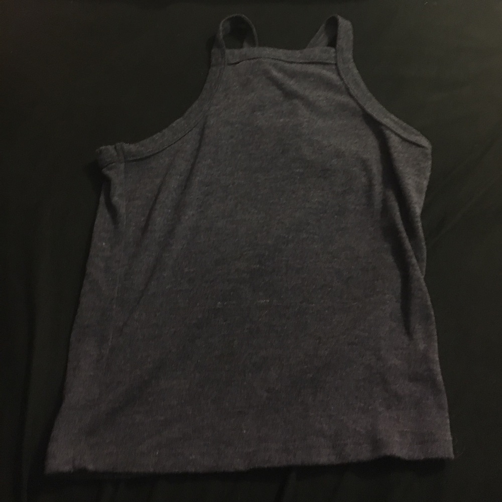 Dark blue high neck crop top