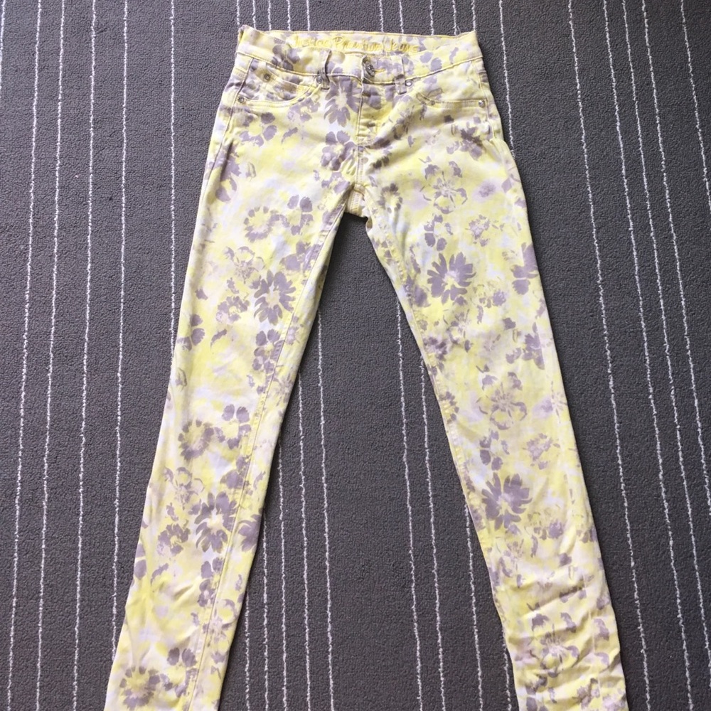Justice yellow white and gray premium jeans