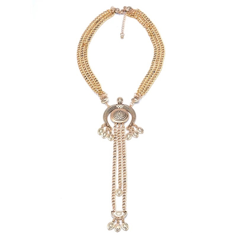 Boho long tussle statement necklace - Picture 2 of 4