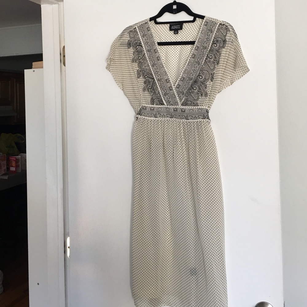 Adrianna Papell Beige and Black Boho Dress