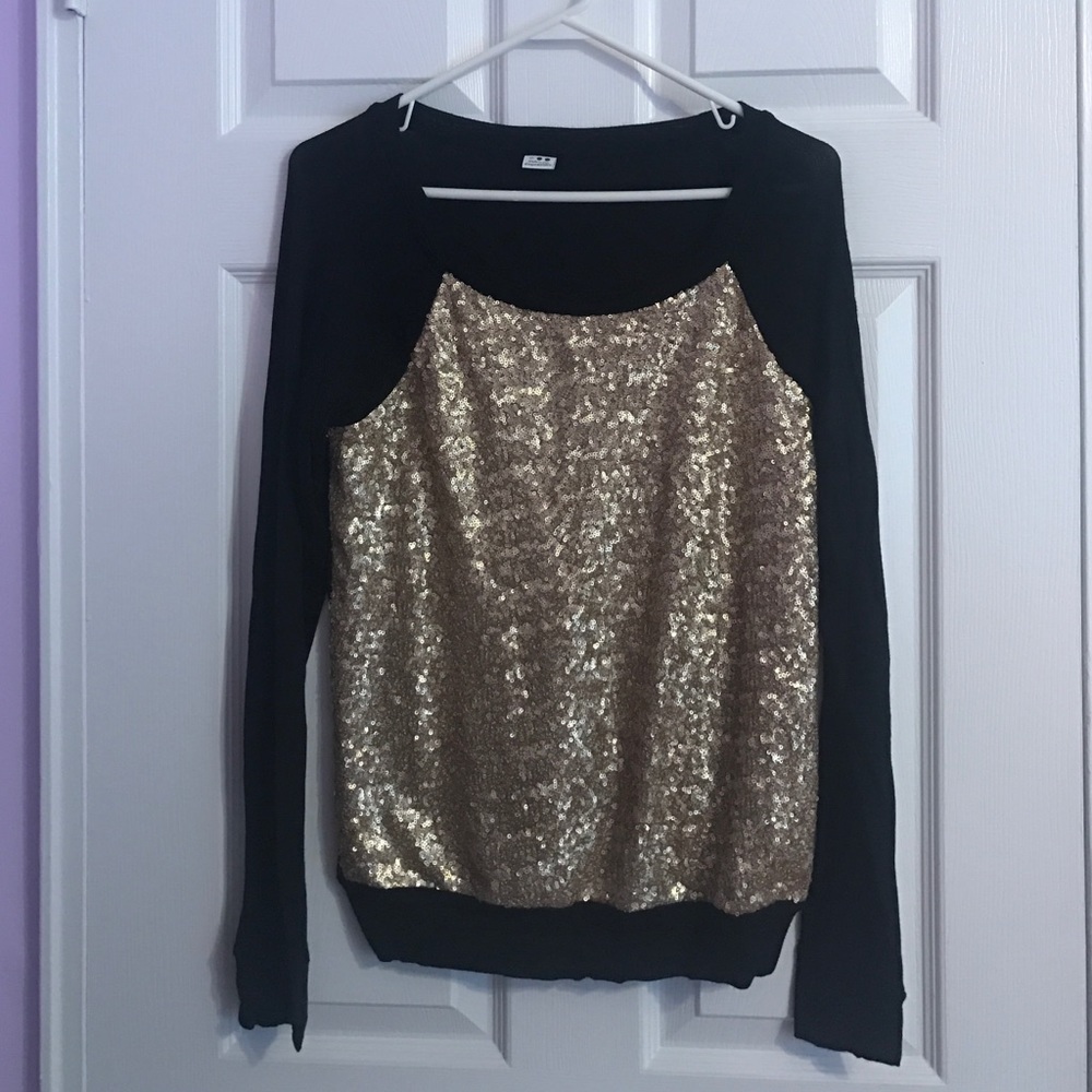 Black and gold sequin shirt
