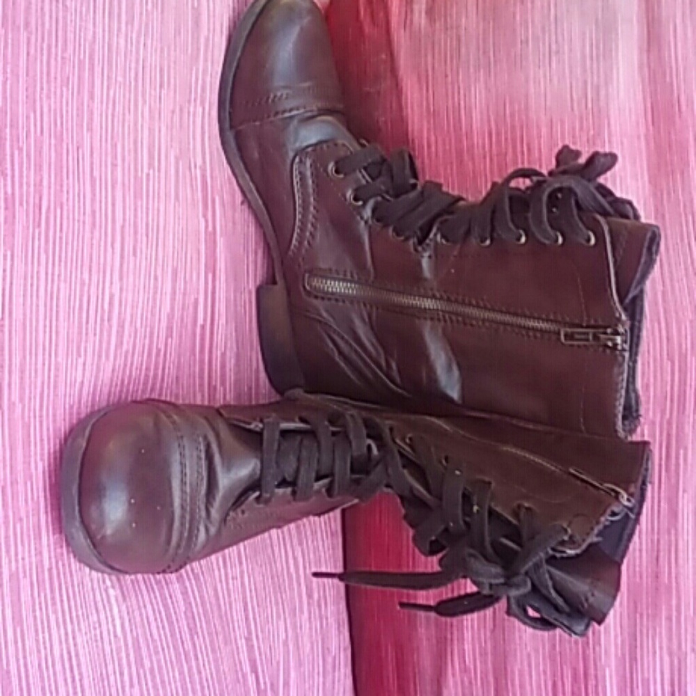 Brown combat boots