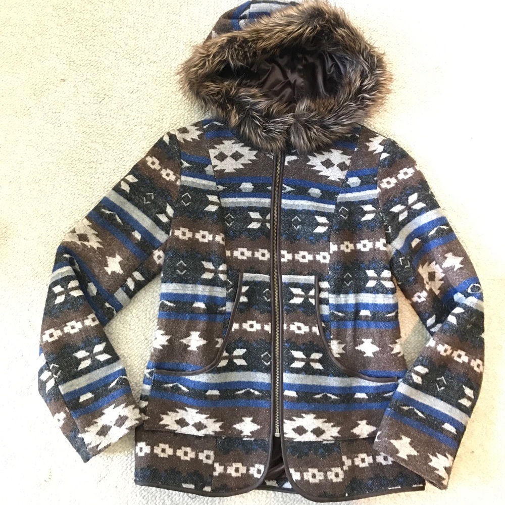 Hydraulic Aztec Print Coat