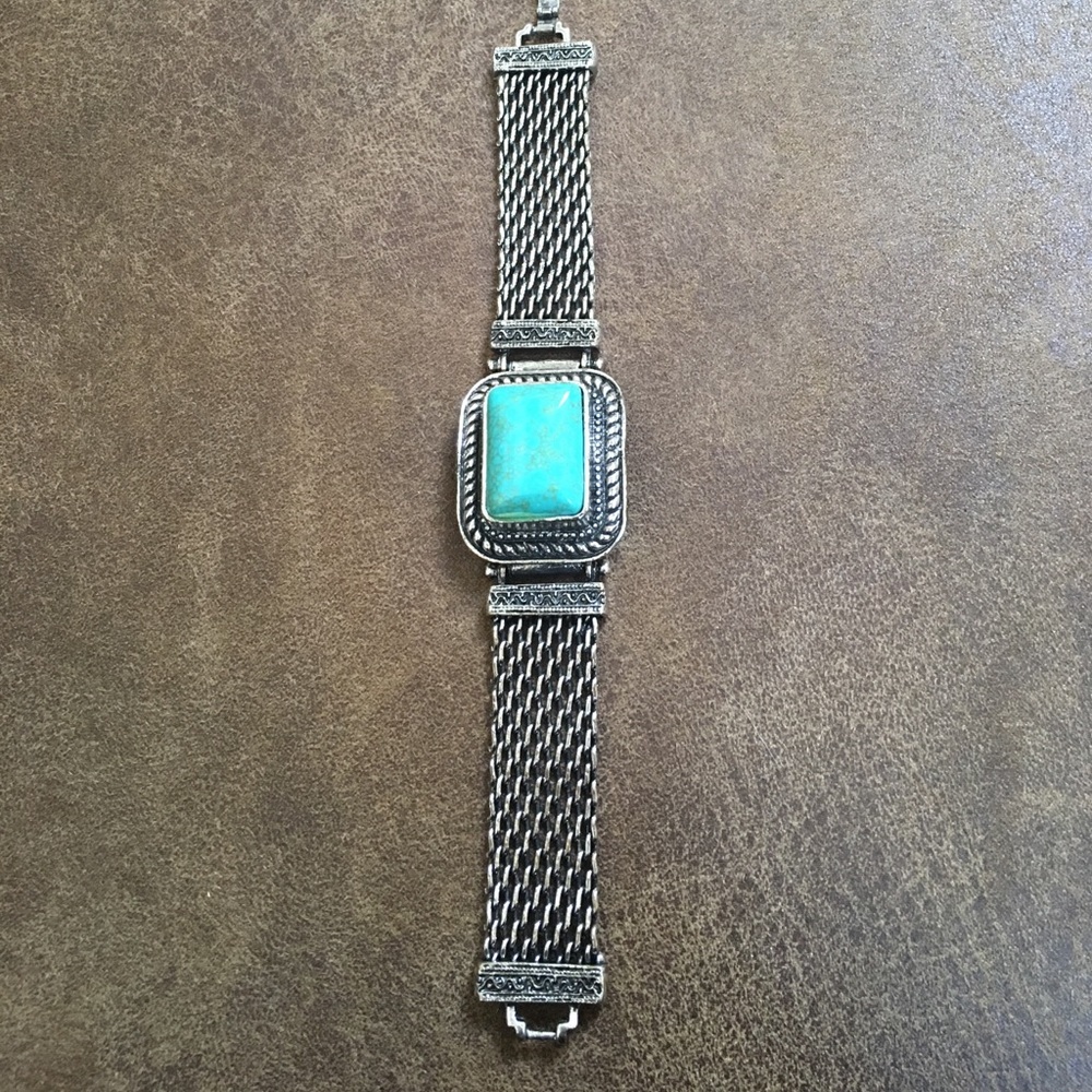 Heavy costume turquoise bracelet