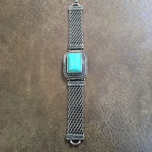 Heavy costume turquoise bracelet