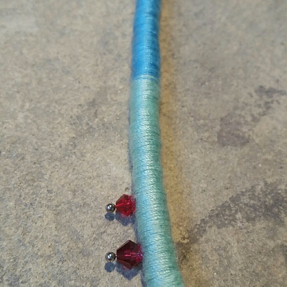 Hand Thread Wrapped w Crystal Spikes Boho Necklace - Picture 5 of 5