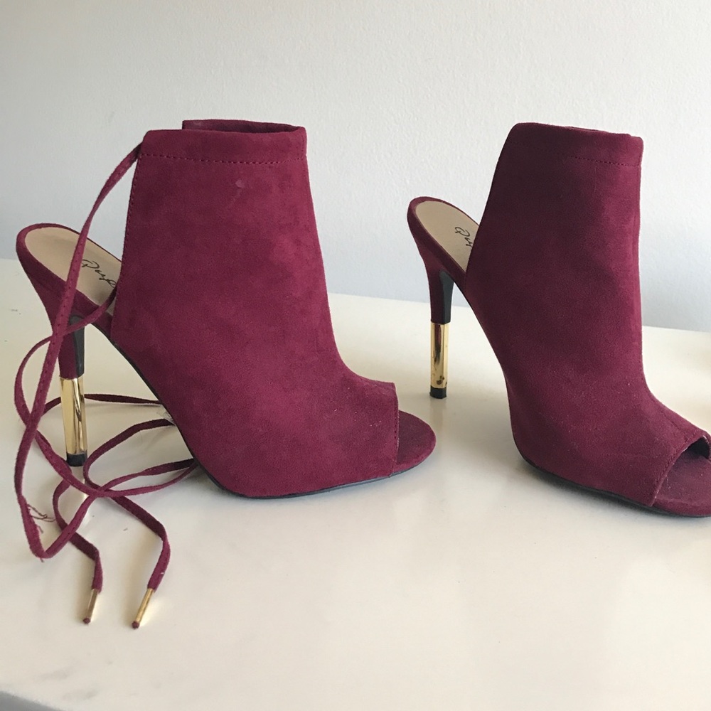 Open toe heeled booties size 6.5 worn once