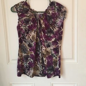 Purple floral blouse small S carol rose