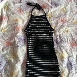 Ribbed striped halter dress