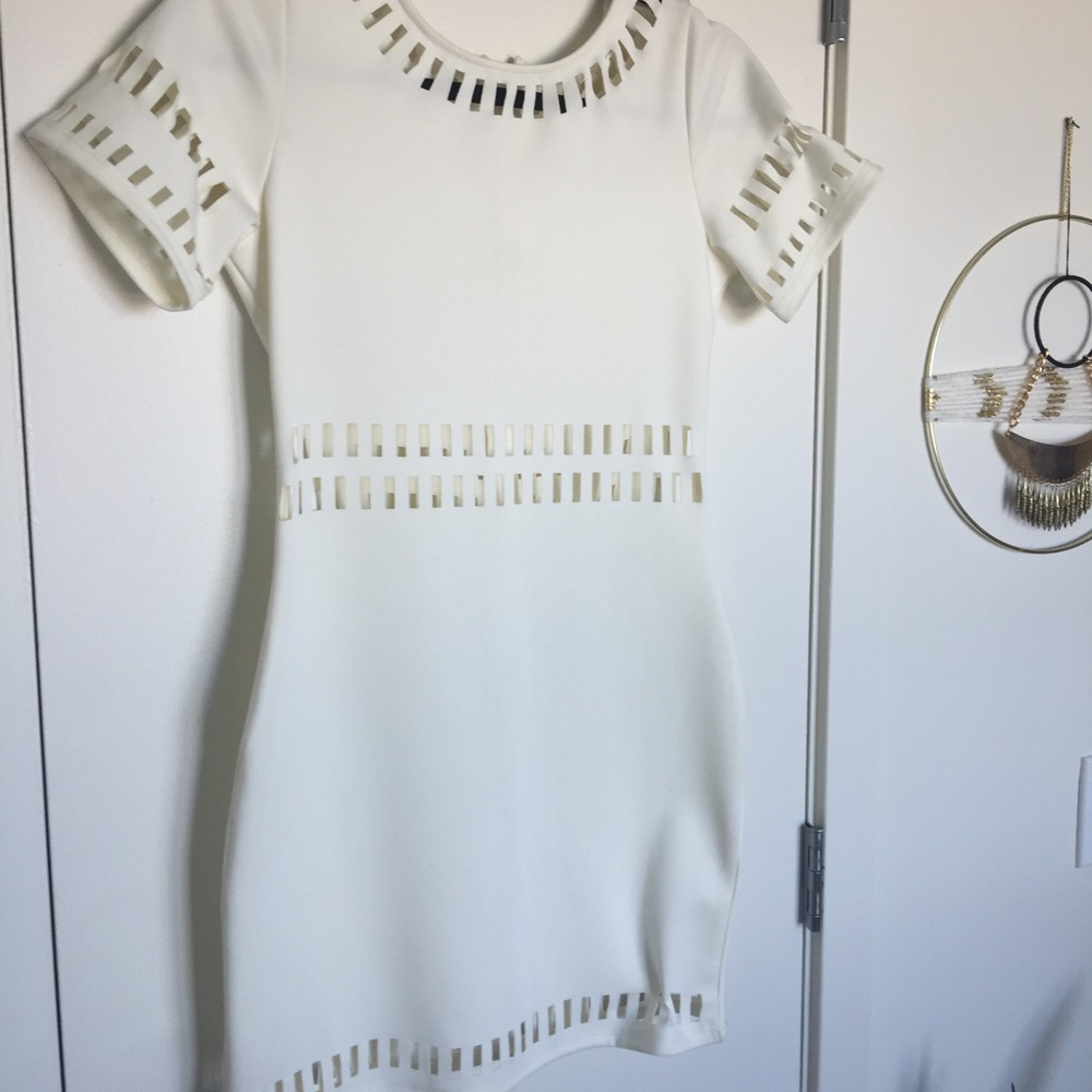 Fitted white cutout dress