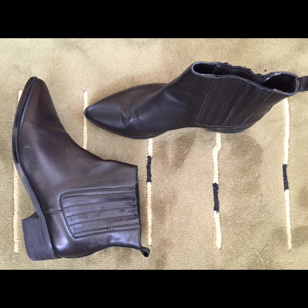 Booties- ankle black leather by Chelsea Crew