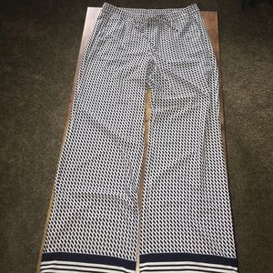 Talbots indigo and white palazzo pants