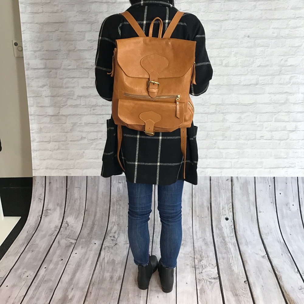 ⭐️Genuine Leather⭐️ cognac HANDMADE backpack