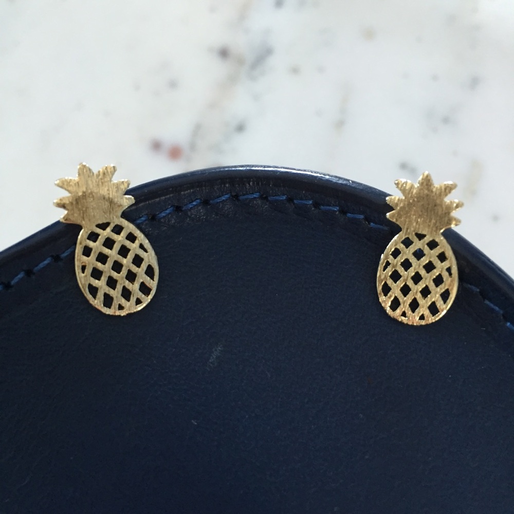 "Alani" Earrings || Gold Pineapple Studs - Picture 2 of 9