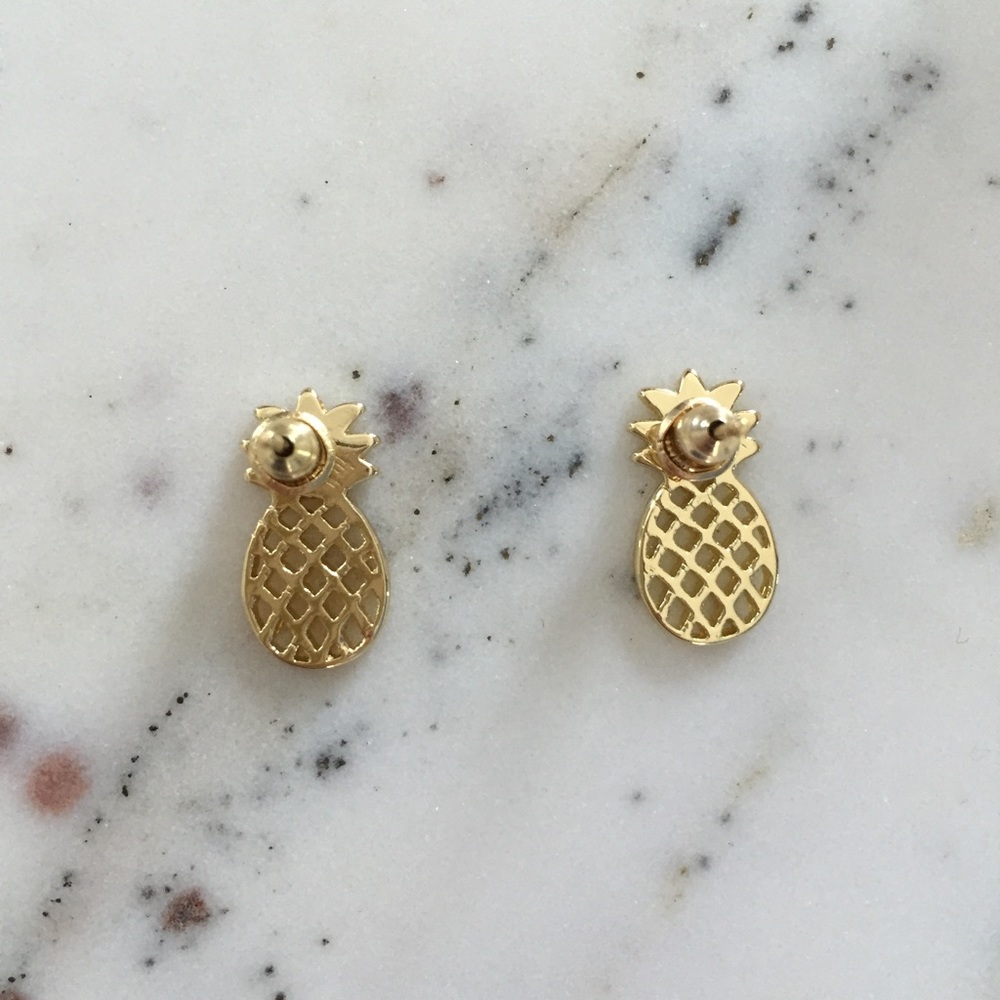 "Alani" Earrings || Gold Pineapple Studs - Picture 3 of 9