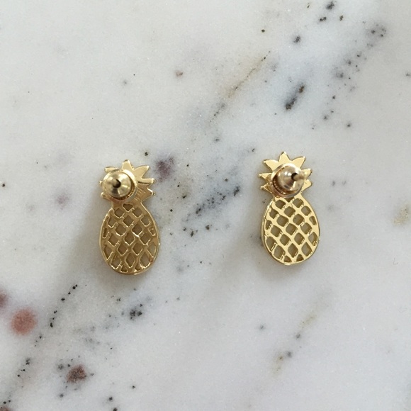 "Alani" Earrings || Gold Pineapple Studs - Picture 3 of 9