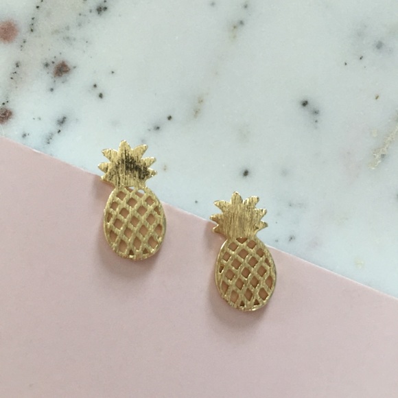 "Alani" Earrings || Gold Pineapple Studs - Picture 5 of 9